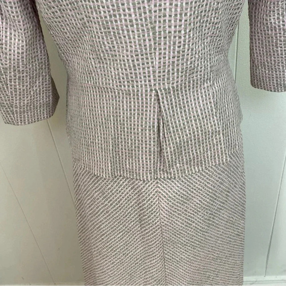 Pendleton Pink Sage Cream Checked Seersucker Cap Sleeve Dress & Crop Blazer Sz 4 - Picture 13 of 16